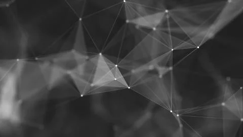 Abstract polygonal space low poly dark background with connecting dots and li Illustrazione stock