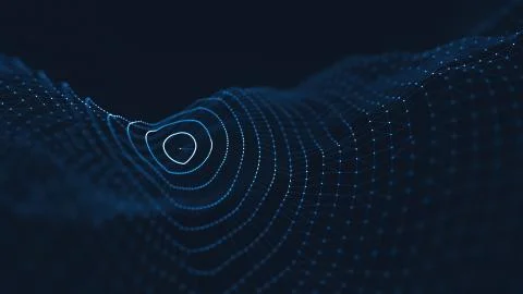 Abstract polygonal space low poly dark background with connecting dots and li Stock Illustration