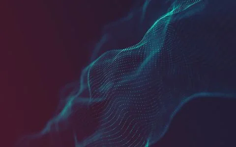 Abstract polygonal space low poly dark background with connecting dots and li Stock Illustration