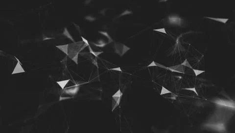 Abstract polygonal space low poly dark background with connecting dots and li Stock Illustration