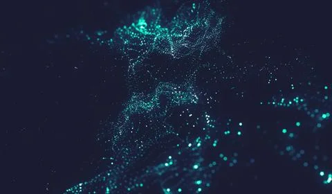 Abstract polygonal space low poly dark background with connecting dots and li Stock Illustration