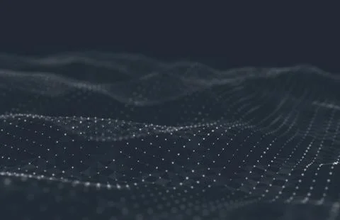 Abstract polygonal space low poly dark background with connecting dots and li Stock Illustration