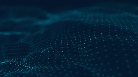 Abstract polygonal space low poly dark background with connecting dots and li Stock Illustration