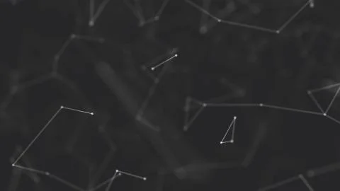 Abstract polygonal space low poly dark background with connecting dots and li Illustrazione stock