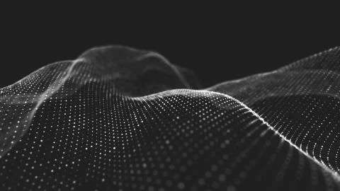 Abstract polygonal space low poly dark background with connecting dots and li Stock Illustration