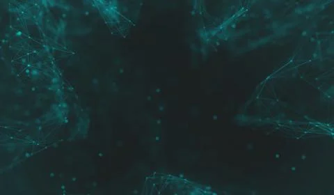 Abstract polygonal space low poly dark background with connecting dots and li Stock-Illustration