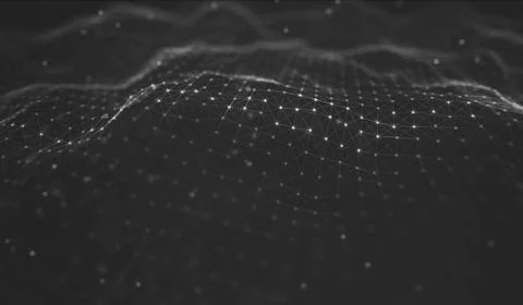 Abstract polygonal space low poly dark background with connecting dots and li Stock Illustration