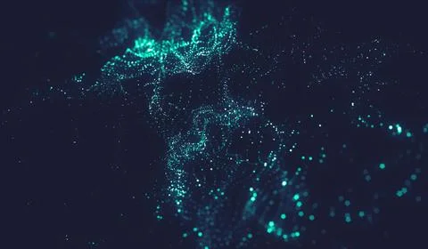 Abstract polygonal space low poly dark background with connecting dots and li Stock Illustration