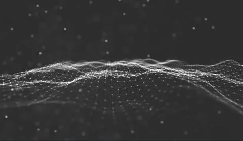 Abstract polygonal space low poly dark background with connecting dots and li Stock Illustration