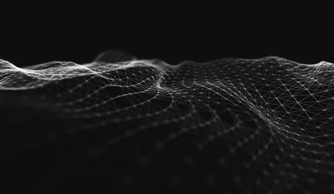 Abstract polygonal space low poly dark background with connecting dots and li Stock Illustration