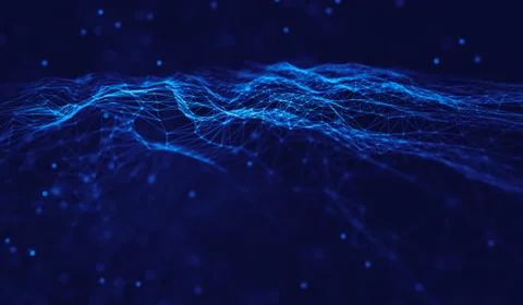 Abstract polygonal space low poly dark background with connecting dots and li Stock Illustration