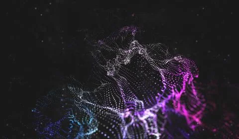 Abstract polygonal space low poly dark background with connecting dots and li Stock Illustration