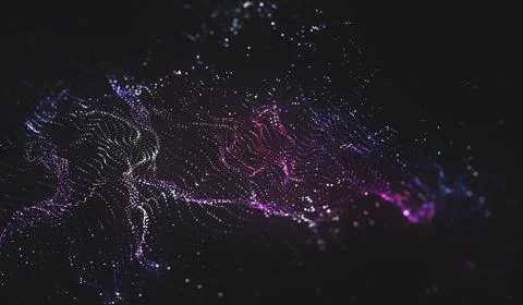 Abstract polygonal space low poly dark background with connecting dots and li Stock Illustration