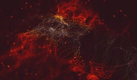 Abstract polygonal space low poly dark background with connecting dots and li Stock Illustration