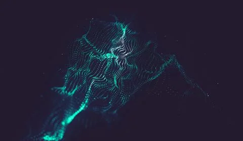 Abstract polygonal space low poly dark background with connecting dots and li Illustrazione stock