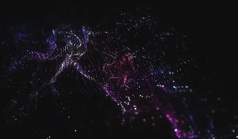 Abstract polygonal space low poly dark background with connecting dots and li Stock Illustration