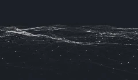 Abstract polygonal space low poly dark background with connecting dots and li Illustrazione stock