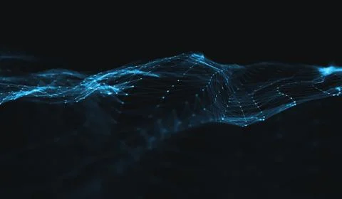 Abstract polygonal space low poly dark background with connecting dots and li Stock Illustration