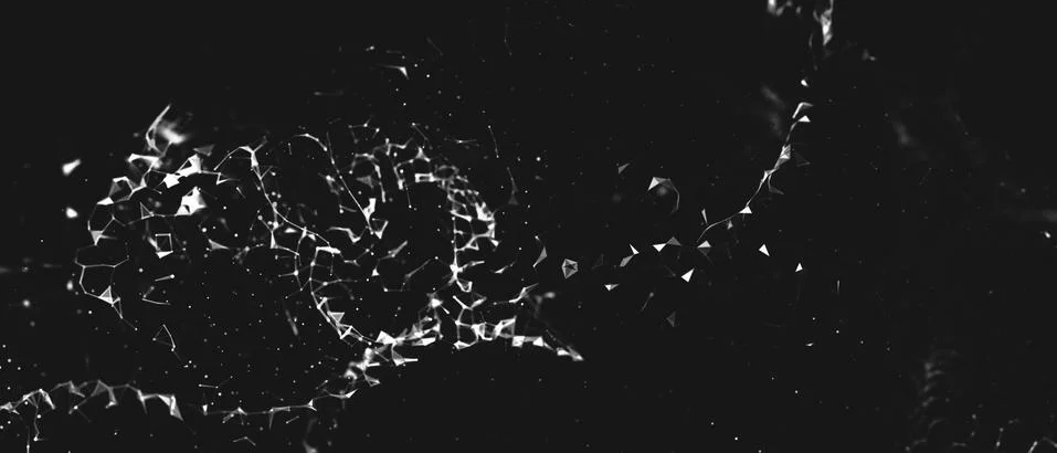 Abstract polygonal space low poly dark background with connecting dots and li Stock Illustration