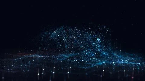 Abstract polygonal space low poly dark background with connecting dots and li Stock Illustration
