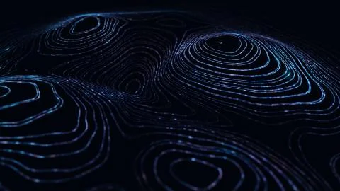 Abstract polygonal space low poly dark background with connecting dots and li Illustrazione stock