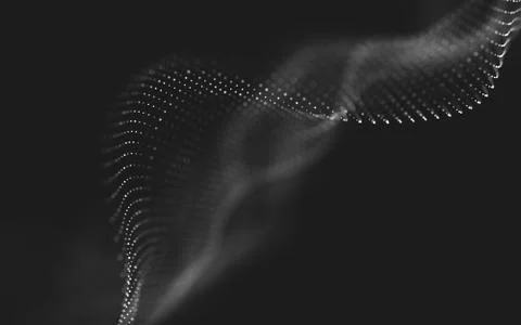 Abstract polygonal space low poly dark background with connecting dots and li Stock Illustration