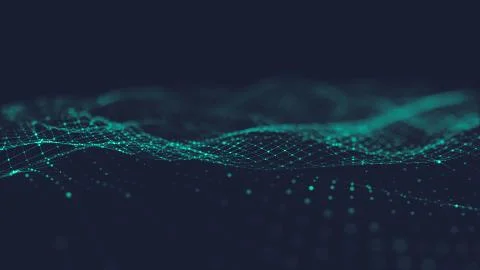 Abstract polygonal space low poly dark background with connecting dots and li Stock Illustration