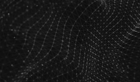 Abstract polygonal space low poly dark background with connecting dots and li Illustrazione stock