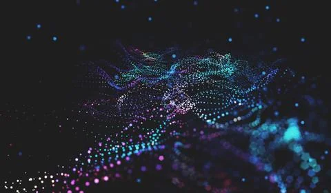 Abstract polygonal space low poly dark background with connecting dots and li Stock Illustration