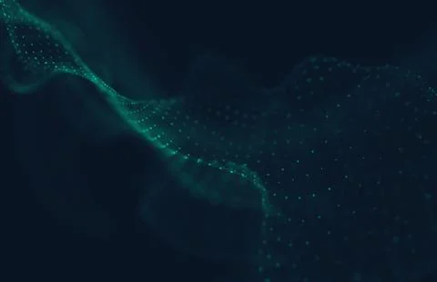 Abstract polygonal space low poly dark background with connecting dots and li Stock Illustration