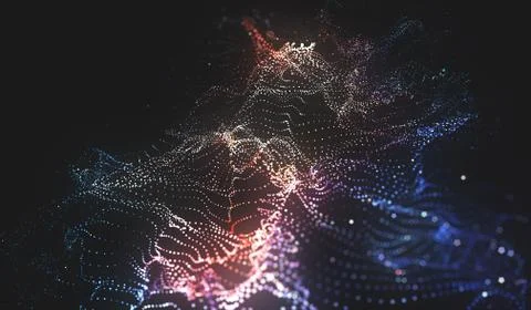 Abstract polygonal space low poly dark background with connecting dots and li Stock Illustration