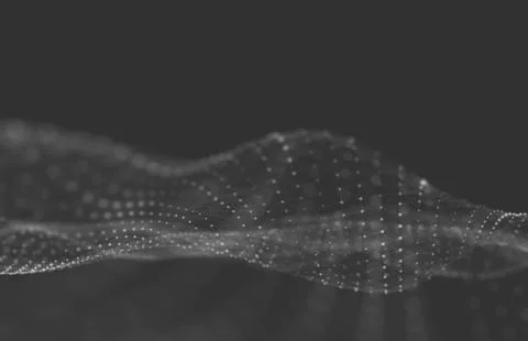 Abstract polygonal space low poly dark background with connecting dots and li Stock Illustration