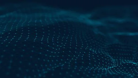 Abstract polygonal space low poly dark background with connecting dots and li Illustrazione stock