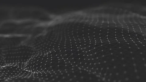 Abstract polygonal space low poly dark background with connecting dots and li Stock Illustration