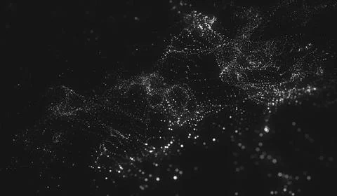 Abstract polygonal space low poly dark background with connecting dots and li Stock Illustration