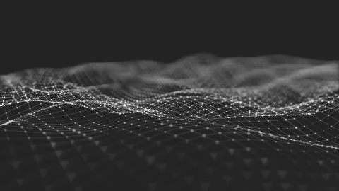 Abstract polygonal space low poly dark background with connecting dots and li Illustrazione stock