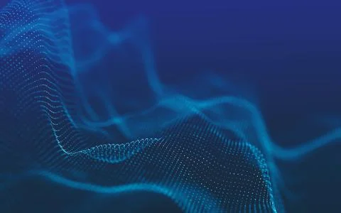 Abstract polygonal space low poly dark background with connecting dots and li Stock Illustration