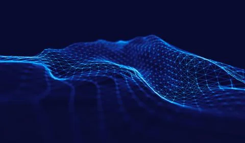 Abstract polygonal space low poly dark background with connecting dots and li Illustrazione stock