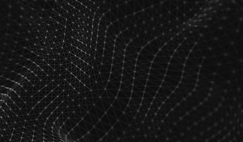 Abstract polygonal space low poly dark background with connecting dots and li Stock Illustration