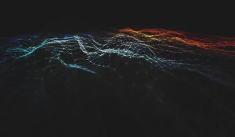 Abstract polygonal space low poly dark background with connecting dots and li Stock Illustration