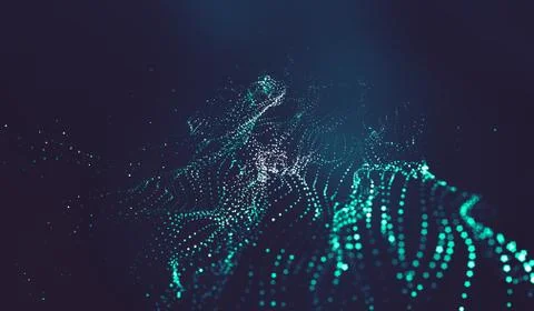 Abstract polygonal space low poly dark background with connecting dots and li Stock Illustration