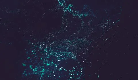 Abstract polygonal space low poly dark background with connecting dots and li Stock Illustration