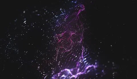 Abstract polygonal space low poly dark background with connecting dots and li Stock Illustration