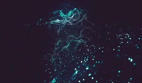 Abstract polygonal space low poly dark background with connecting dots and li Illustrazione stock