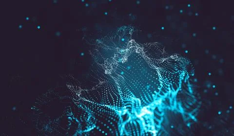 Abstract polygonal space low poly dark background with connecting dots and li Stock-Illustration
