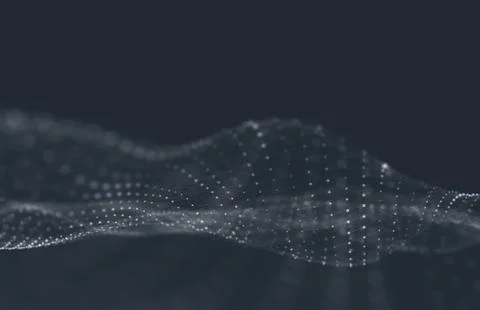 Abstract polygonal space low poly dark background with connecting dots and li Stock Illustration