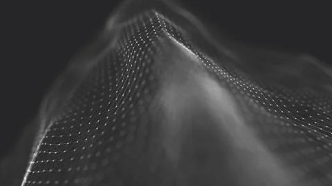 Abstract polygonal space low poly dark background with connecting dots and li Stock Illustration