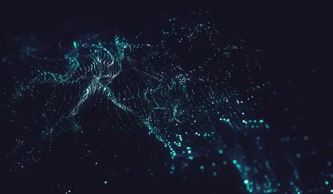Abstract polygonal space low poly dark background with connecting dots and li Stock Illustration