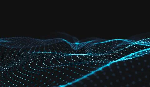 Abstract polygonal space low poly dark background with connecting dots and li Illustrazione stock