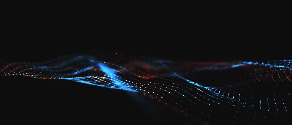 Abstract polygonal space low poly dark background with connecting dots and li Stock Illustration